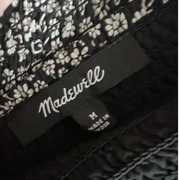 Madewell Lucie Smocked Floral Mini Dress Floral Black M - Picture 4 of 7